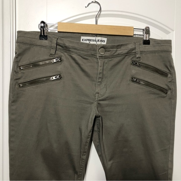 Express Jeans Ankle Low Rise Stella Army Green Leggings 14 - Picture 4 of 12